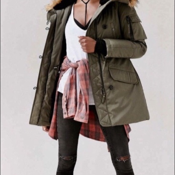 Urban Outfitters Slimfit Down-filled Parka Olive - Picture 4 of 7